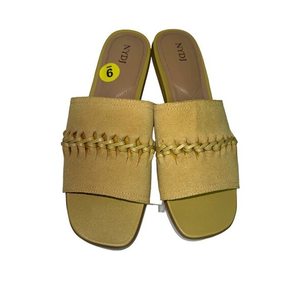 NEW! NYDJ Rory Wedge Sandals Shoes Honey Gold Slip On Suede Women's Size 9 - Picture 4 of 9